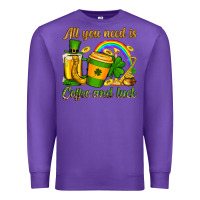 Purple St. Patrick's All you need is coffee and luck Premium Sweatshirt - OliviaCreatesArt