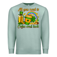 Seafoam St. Patrick's All you need is coffee and luck Premium Sweatshirt - OliviaCreatesArt