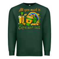 Sports Green St. Patrick's All you need is coffee and luck Premium Sweatshirt - OliviaCreatesArt