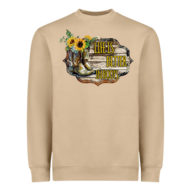 Life Is Better In Boots Heavyweight Sweatshirt by Bettercallsaul | Teevron