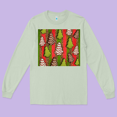 Christmas Cakes Leopard Long Sleeve Tee Designed By Jasminsmagicworld