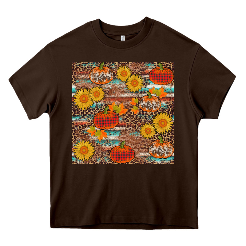 Pumpkin Plaid Sunflower Seamless Min Heavy Core Tee by AdoDesignShop | Teevron