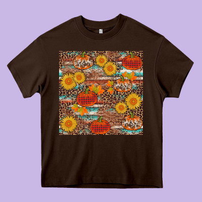 Pumpkin Plaid Sunflower Seamless Min Heavy Core Tee Designed By Adodesignshop