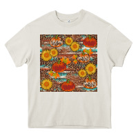Cream pumpkin plaid sunflower seamless min Heavy Core Tee - AdoDesignShop