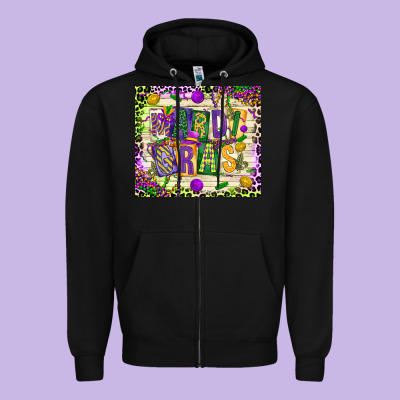 Mardi Gras Zipper Hoodie Designed By Cowgirlartshop