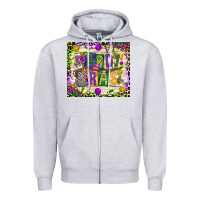 Heather Grey mardi gras Zipper Hoodie - CowGirlArtShop