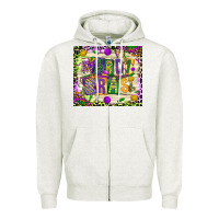 Oatmeal Heather mardi gras Zipper Hoodie - CowGirlArtShop