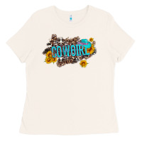 Bone western cowgirl and sunflower with hat and cowhide leopard Ladies Tee - Artiststas