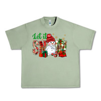 Oil Green let it snow with snowman Urban Heavy Tee - BundleAndBundleShop