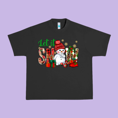 Let It Snow With Snowman Urban Heavy Tee Designed By Bundleandbundleshop