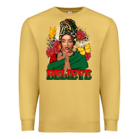 Antique Gold Believe black woman Premium Sweatshirt - FaDigitalArtStudio