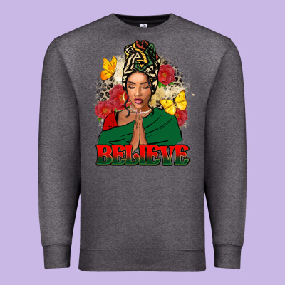 Believe Black Woman Premium Sweatshirt Designed By Fadigitalartstudio