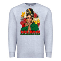 Heather Grey Believe black woman Premium Sweatshirt - FaDigitalArtStudio
