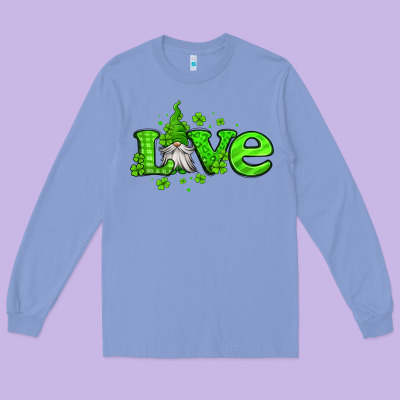 Love St Patricks Gnome Long Sleeve Tee Designed By Jasminsmagicworld