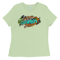 Matcha western cowboy and hat with cactus and cowhide Ladies Tee - Artiststas