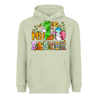 Matcha Easter Day My first Easter with eggs and rabbits Heavyweight Hoodie - OliviaCreatesArt