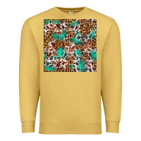 Antique Gold Western Turquoise Glitter Cowhide Leopard Seamless Premium Sweatshirt - FaDigitalArtStudio