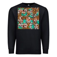 Black Western Turquoise Glitter Cowhide Leopard Seamless Premium Sweatshirt - FaDigitalArtStudio
