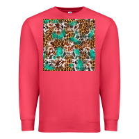 Cardinal Western Turquoise Glitter Cowhide Leopard Seamless Premium Sweatshirt - FaDigitalArtStudio