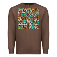 Chestnut Western Turquoise Glitter Cowhide Leopard Seamless Premium Sweatshirt - FaDigitalArtStudio