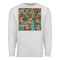 Dove Grey Western Turquoise Glitter Cowhide Leopard Seamless Premium Sweatshirt - FaDigitalArtStudio