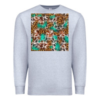 Heather Grey Western Turquoise Glitter Cowhide Leopard Seamless Premium Sweatshirt - FaDigitalArtStudio