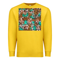 Lemon Western Turquoise Glitter Cowhide Leopard Seamless Premium Sweatshirt - FaDigitalArtStudio