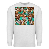 Oatmeal Heather Western Turquoise Glitter Cowhide Leopard Seamless Premium Sweatshirt - FaDigitalArtStudio