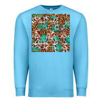 Ocean Blue Western Turquoise Glitter Cowhide Leopard Seamless Premium Sweatshirt - FaDigitalArtStudio