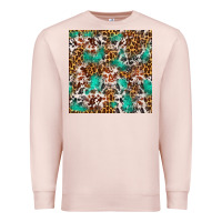 Pale Pink Western Turquoise Glitter Cowhide Leopard Seamless Premium Sweatshirt - FaDigitalArtStudio