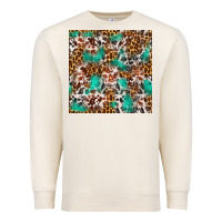 Sandshell Western Turquoise Glitter Cowhide Leopard Seamless Premium Sweatshirt - FaDigitalArtStudio
