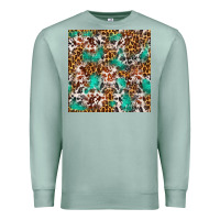 Seafoam Western Turquoise Glitter Cowhide Leopard Seamless Premium Sweatshirt - FaDigitalArtStudio
