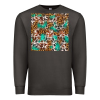 Smoke Western Turquoise Glitter Cowhide Leopard Seamless Premium Sweatshirt - FaDigitalArtStudio