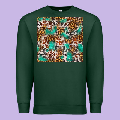 Western Turquoise Glitter Cowhide Leopard Seamless Premium Sweatshirt Designed By Fadigitalartstudio