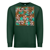 Sports Green Western Turquoise Glitter Cowhide Leopard Seamless Premium Sweatshirt - FaDigitalArtStudio