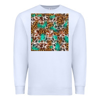 White Western Turquoise Glitter Cowhide Leopard Seamless Premium Sweatshirt - FaDigitalArtStudio