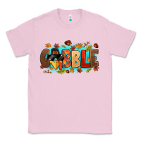 Bubblegum Pink gobble with thanksgiving turkeys Classic Tee - MaliasSmallBusiness