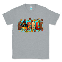 Heather Grey gobble with thanksgiving turkeys Classic Tee - MaliasSmallBusiness