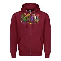 Burgundy school bus driver mardi gras Zipper Hoodie - CowGirlArtShop