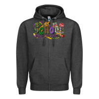 Charcoal Heather school bus driver mardi gras Zipper Hoodie - CowGirlArtShop