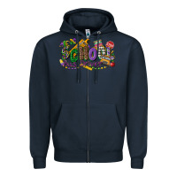 Navy school bus driver mardi gras Zipper Hoodie - CowGirlArtShop