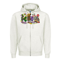 Oatmeal Heather school bus driver mardi gras Zipper Hoodie - CowGirlArtShop