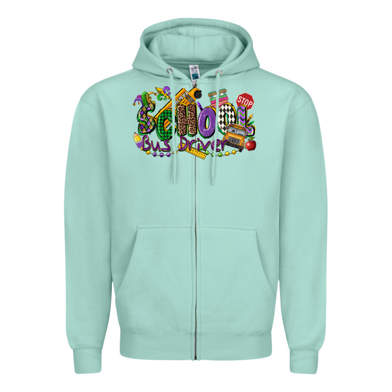 School Bus Driver Mardi Gras Zipper Hoodie by CowGirlArtShop | Teevron