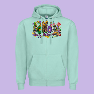 School Bus Driver Mardi Gras Zipper Hoodie Designed By Cowgirlartshop