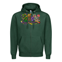 Sports Green school bus driver mardi gras Zipper Hoodie - CowGirlArtShop