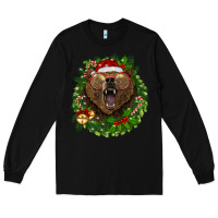 Black christmas bear  wreath Long Sleeve Tee - BarkalooDesign