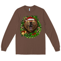 Chestnut christmas bear  wreath Long Sleeve Tee - BarkalooDesign