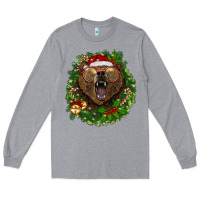 Heather Grey christmas bear  wreath Long Sleeve Tee - BarkalooDesign