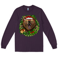 Plum christmas bear  wreath Long Sleeve Tee - BarkalooDesign