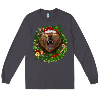 Smoke christmas bear  wreath Long Sleeve Tee - BarkalooDesign